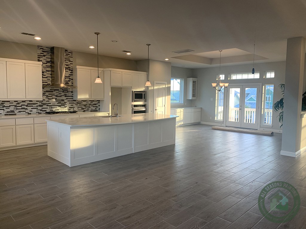 Crew at work on interior