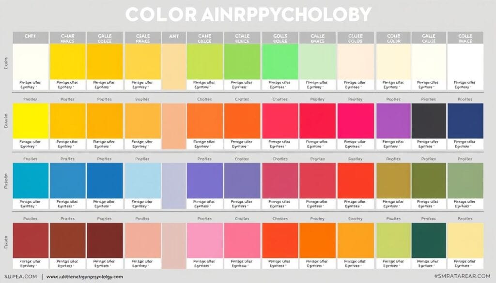 Color psychology chart showing different commercial paint colors and their effects Color psychology chart showing different commercial paint colors and their effects