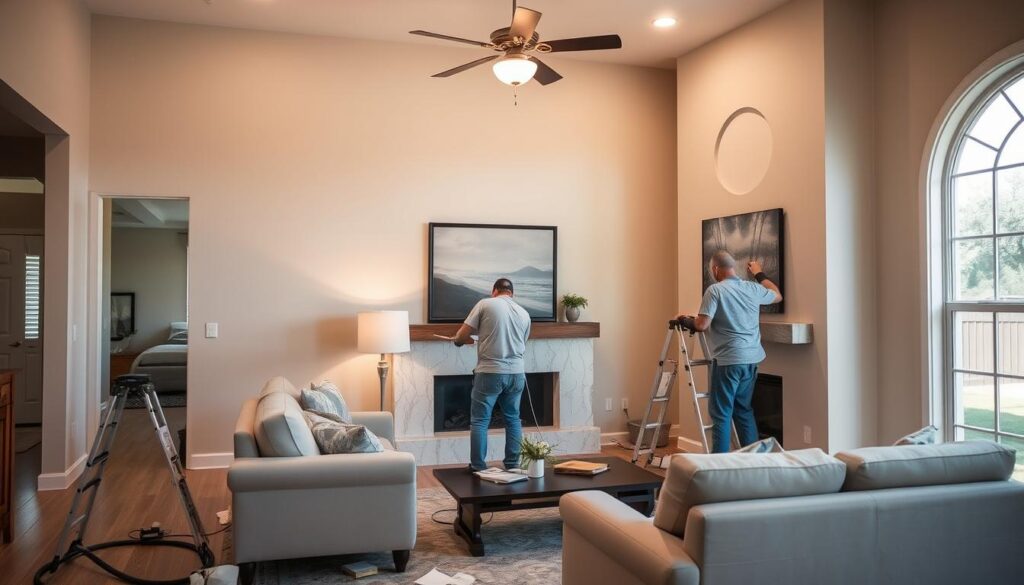 Interior painting service being performed in a Galveston County home Interior painting service being performed in a Galveston County home